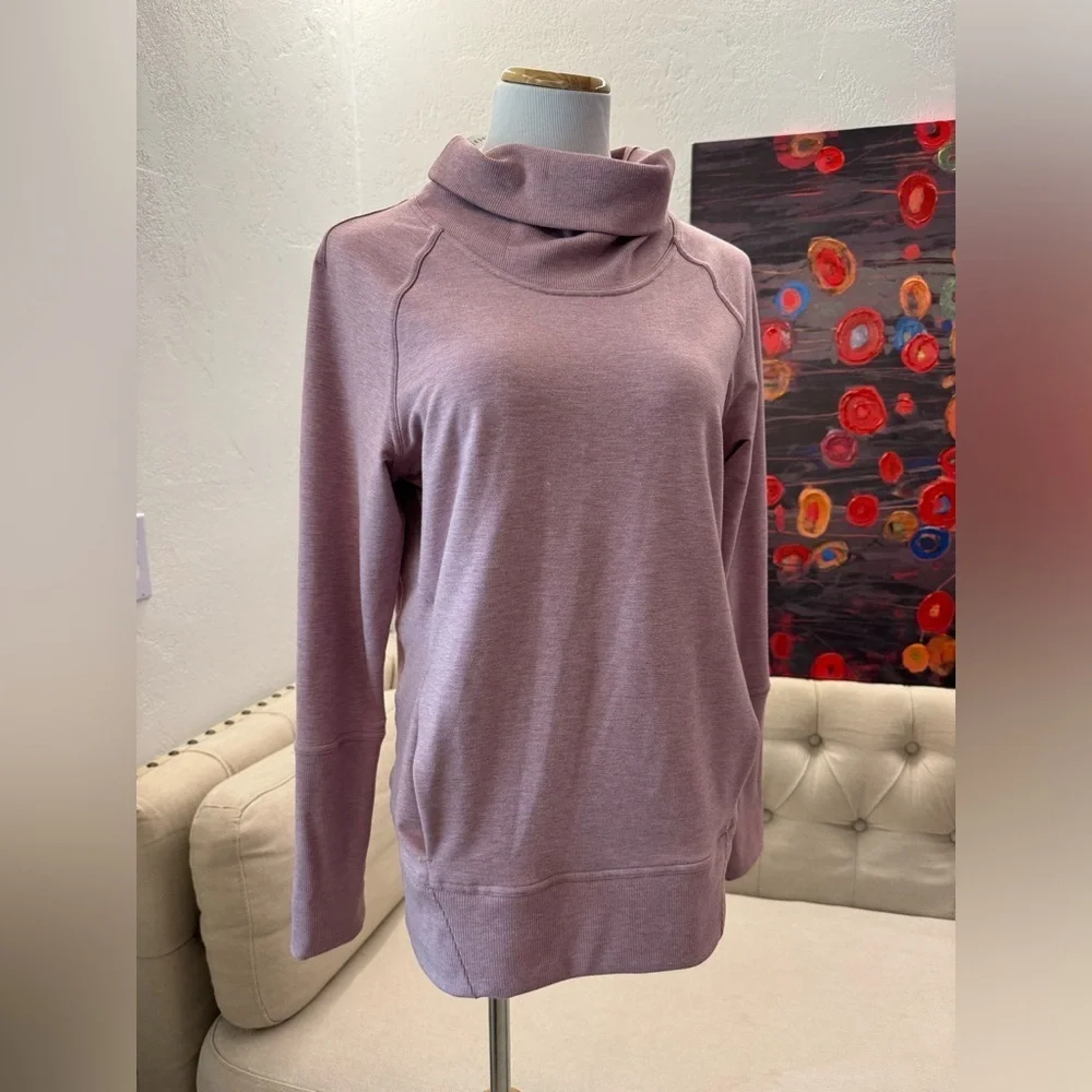 Lululemon Womens High Lines Pullover Funnel Neck Heathered Vintage Mauve Size 8
